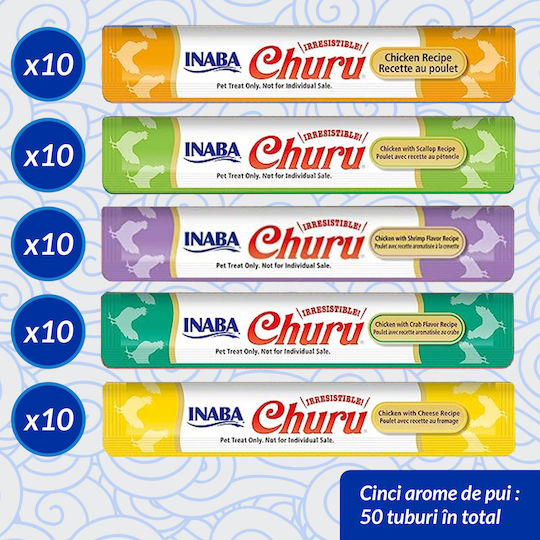 Churu Varietăți Cremoase pentru Pisici Pui Sortiment de Arome 4 X 14 G