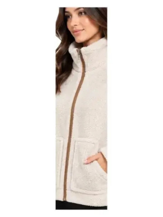 Cardigan Pentru Femei Cu Fermoar Ecru