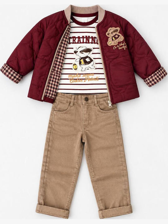 Restart Set Pentru Copii Cu Pantaloni Și Haină Exterioară 3 Bucăți Bordeaux Restart Set Pentru Copii Cu Pantaloni Și Haină Exterioară 3 Bucăți Bordeaux