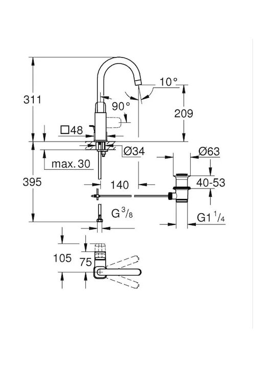 Grohe Baterie Amestecătoare Pentru Chiuvetă Înaltă