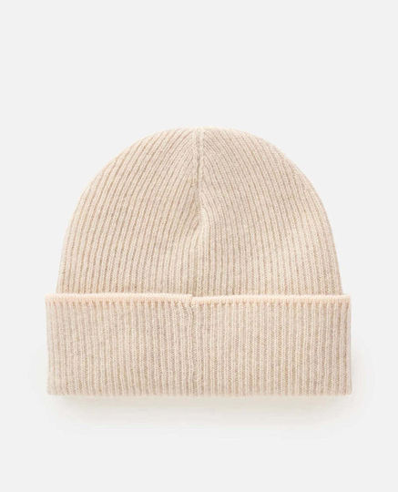 Beanie Unisex Beanie with Rib Knitting in Beige Colour