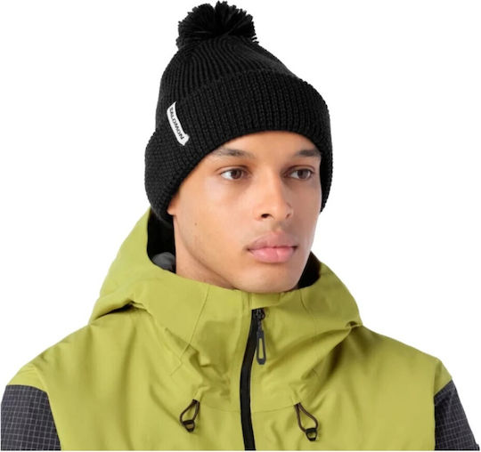 Pom Pom Beanie Damen Strickmütze in Schwarz
