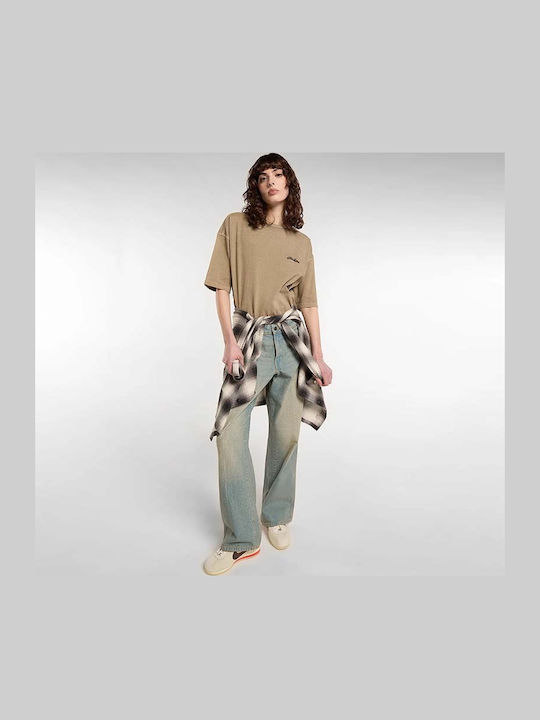Damen Jeans Hosen in Hellblau Mit Rissen in Gerade Bein Stil