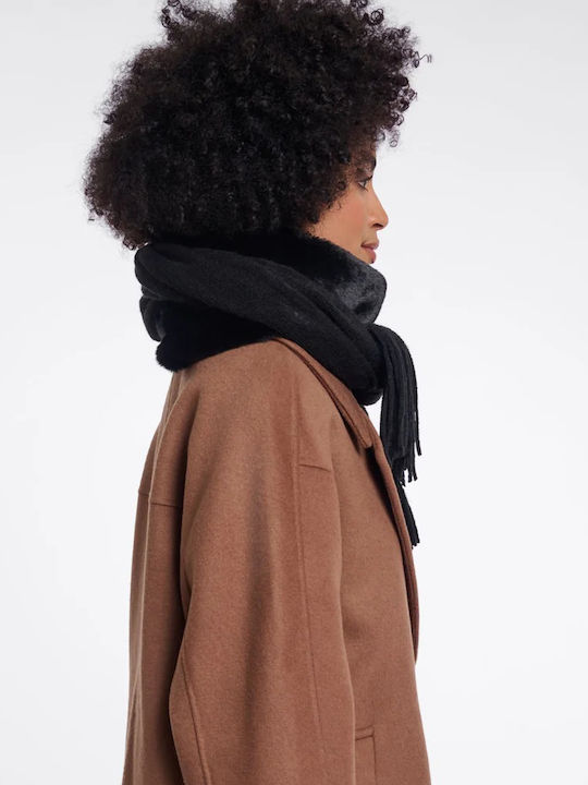 Women's Furry Scarf Black