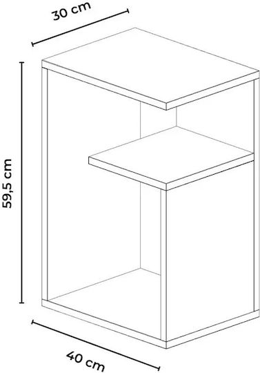 Wooden Multicolour Bedside Table 45x45x40cm