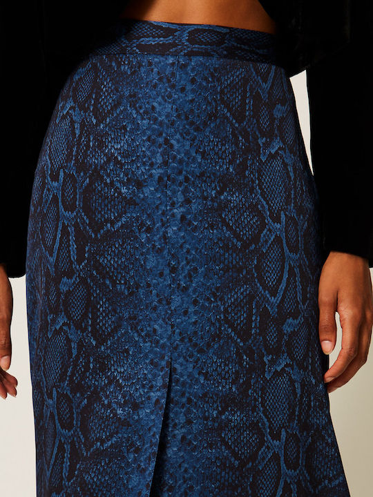 Midi Damenrock Blau-Schwarz