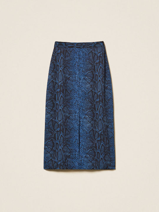 Midi Damenrock Blau-Schwarz