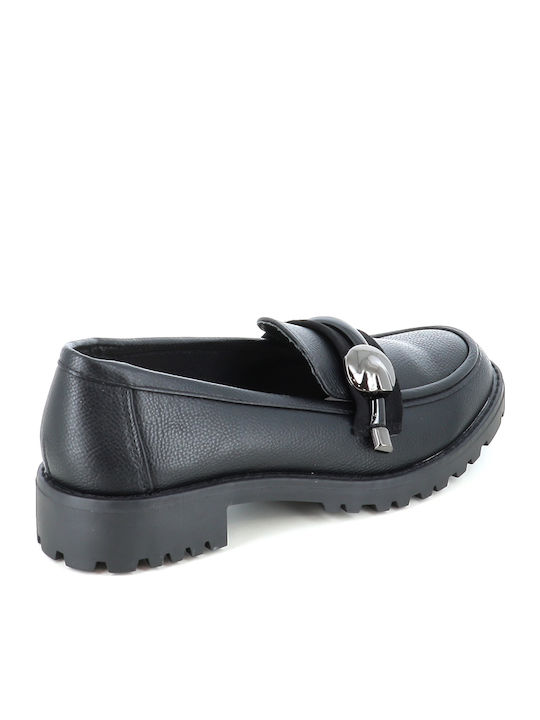 Mocasini de Damă din Piele Întoarsă, de Culoare Neagră 06/22116_NEGRU