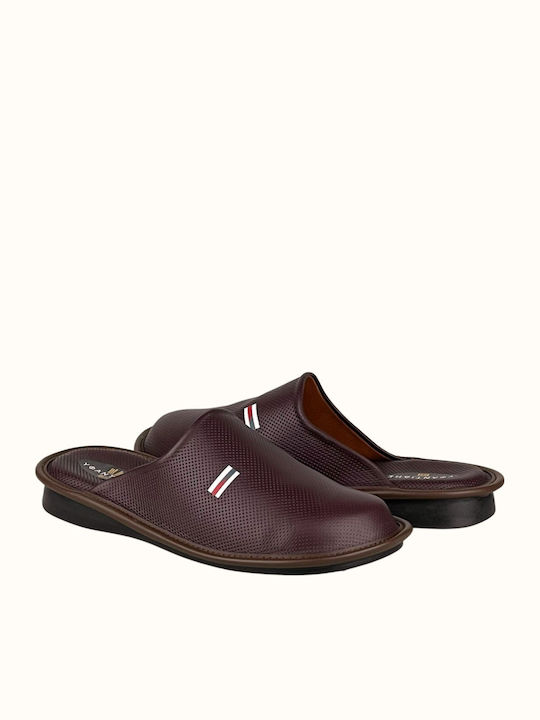 Leder Herren Hausschuhe Burgundisch