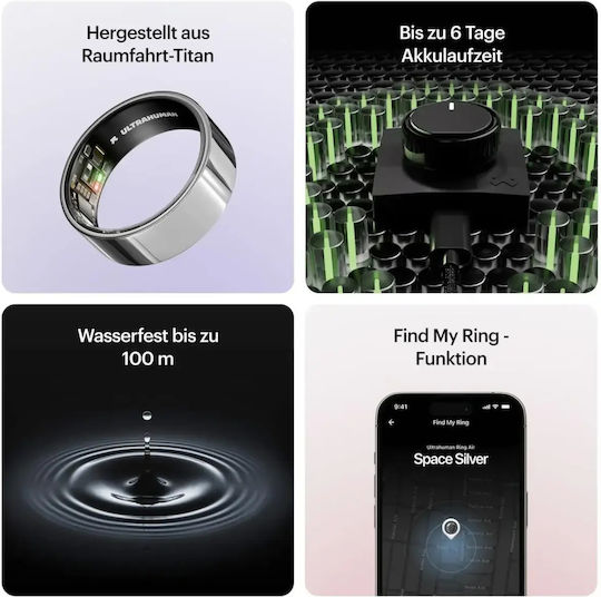 Ultrahuman Air Smart Ring 24.9mm Waterproof cu Pulgraf Space Silver
