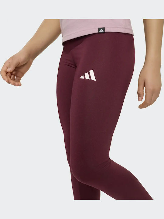 Kinderleggings Sport Lang Burgundisch Essentials 3-Stripes