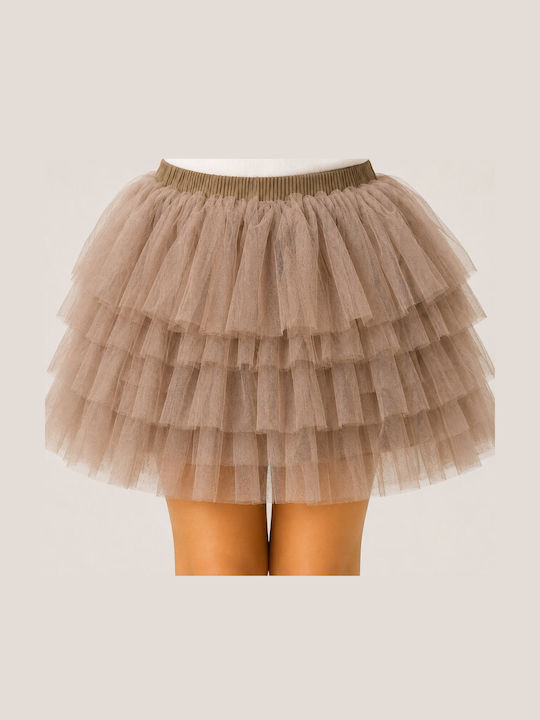 Kids Tulle Tulle Beige Skirt