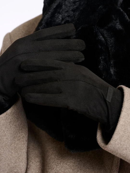 Black Leather Gloves with Fur