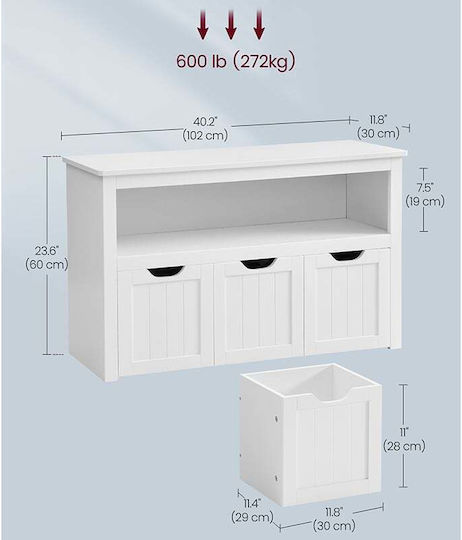 Sertar de Depozitare Din Lemn L102xL30xÎ60cm