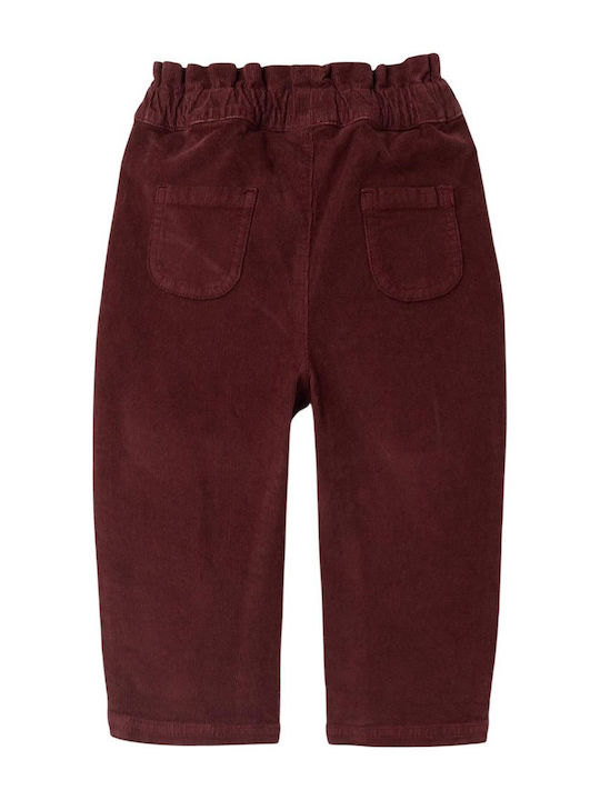 Pantaloni pentru copii din catifea raiata Burgundy