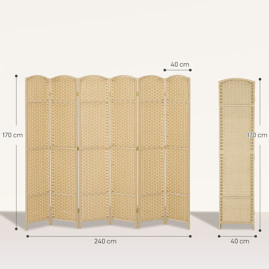 HomCom Paravan Decorativ Pliabil Din Lemn 240x170cm