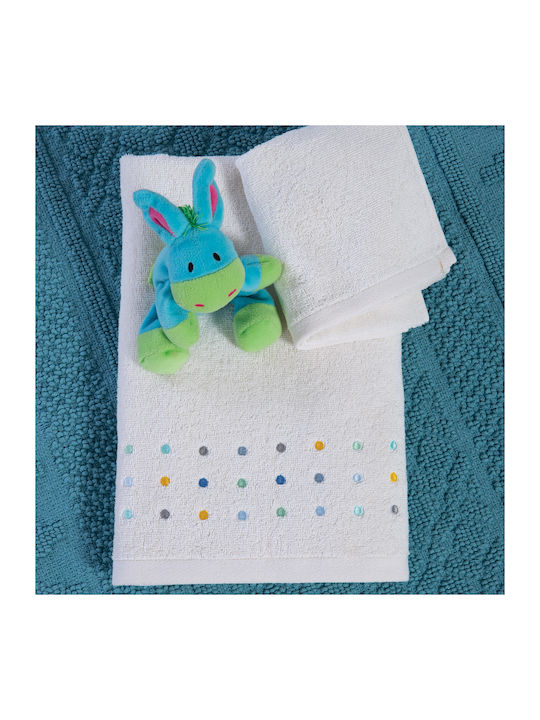Nef-Nef Homeware Set Babyhandtücher 2 Stück Dots Ecru/Blau 70x140cm Gewicht 420gr/m²