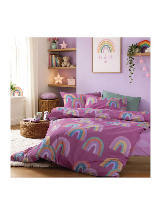 Nef-Nef Homeware Set Babyhandtücher 2 Stück Rainbow Mood Lila 70x140cm Gewicht 420gr/m²