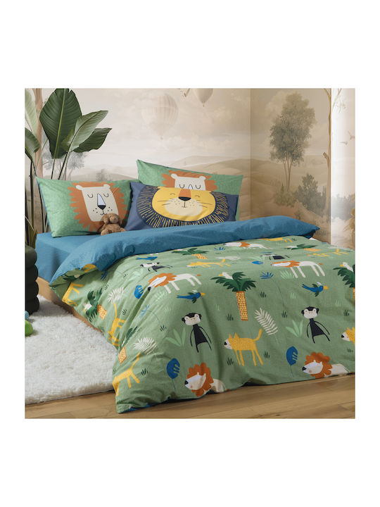 Nef-Nef Homeware Set Babyhandtücher 2 Stück Jungle Mania Pistazie 70x140cm Gewicht 420gr/m²