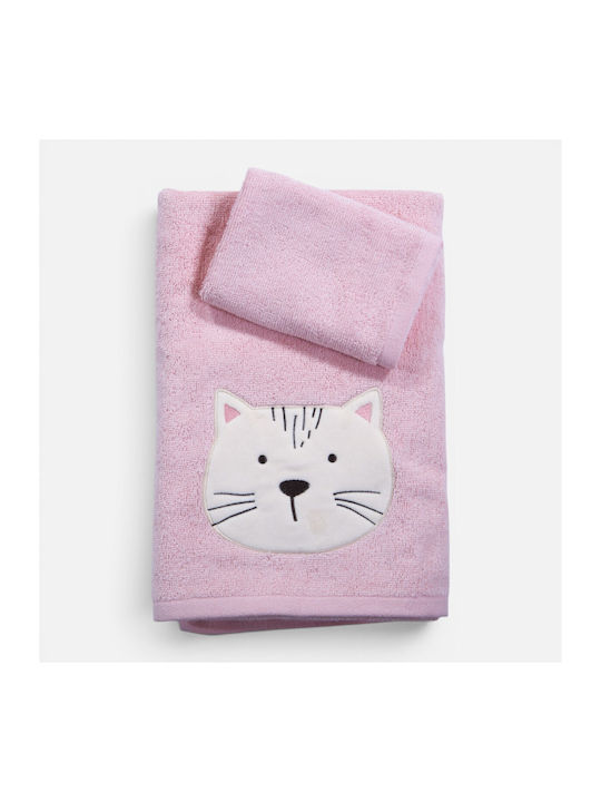 Nef-Nef Homeware Set Babyhandtücher 2 Stück Bamb Cats Are Perfect Lotus Rosa 70x140cm Gewicht 420gr/m²