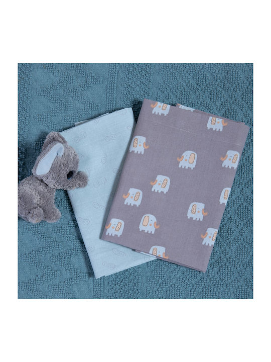 Nef-Nef Homeware Set Babyhandtücher 2 Stück Elefanten Grau 70x140cm Gewicht 420gr/m²