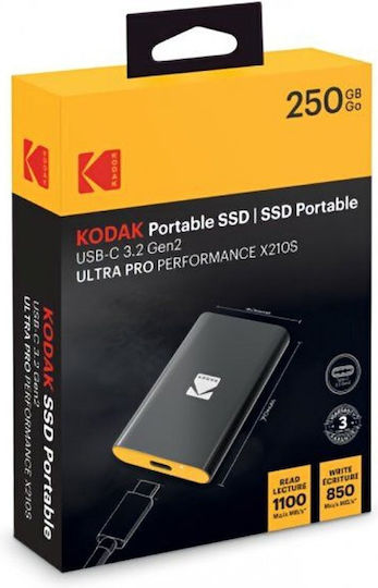 Kodak X210S USB-C 3.2 External SSD 250GB 2.5" Black