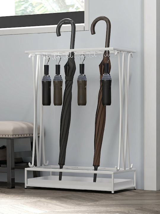 HomCom Ομπρελοθήκη Μεταλλική Λευκή 50x24x68cm