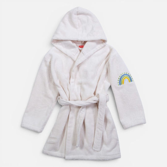 Nef-Nef Homeware Baby Hooded Bathrobe Dots Ecru/Pink