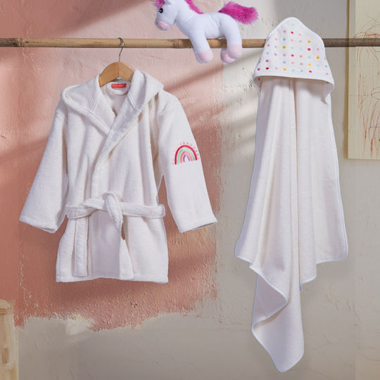 Nef-Nef Homeware Baby Hooded Bathrobe Dots Ecru/Pink