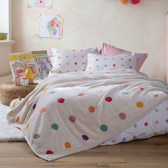 Nef-Nef Homeware Baby-Badetuch mit Kapuze Dots Ecru/Blau 75x75cm