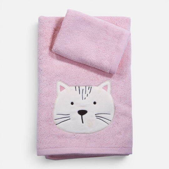 Nef-Nef Homeware Nef-Nef Homeware Baby-Badetuch mit Kapuze Cats Are Perfect Lotus Rosa 75x75cm
