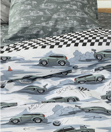 Kentia Παιδικό Πάπλωμα Μονό Lukas Grey-black-white-green 160x240εκ.