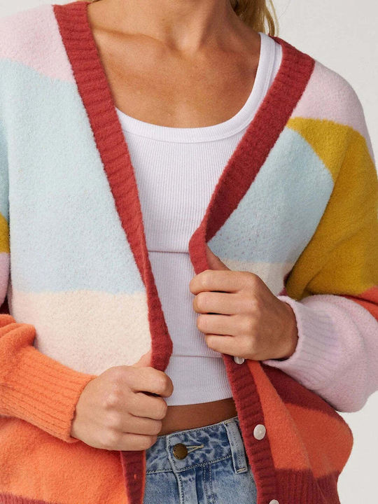 Kurze Damen Strickjacke mit Knöpfen Multico