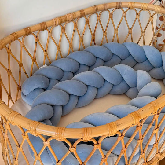 Sparrow Crib Bumper Braided Inside Blue Velvet Dusty Blue Sparrow 340cm