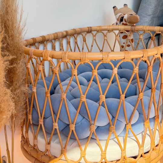 Sparrow Crib Bumper Braided Inside Blue Velvet Dusty Blue Sparrow 340cm