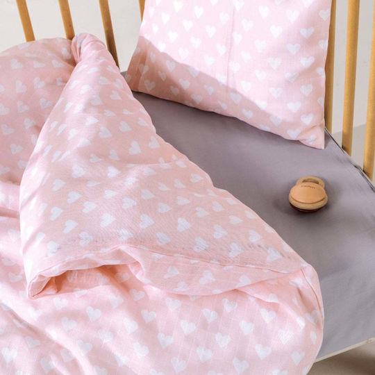 Kentia Baby Bettbezug Set mit Kissenbezug Rosa-Weiß 100x140cm