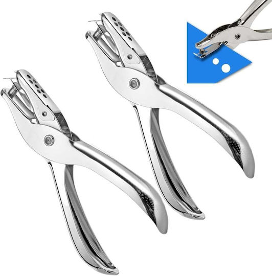 Set of 2 Manual Single Hole Paper Punches Paper Marks Hole Dimensions 6 Mm 1/4 Inch 3 Mm 1/8 Inch Durable Metal Body Residue Collection Container Office Notebooks Exams Creative Projects