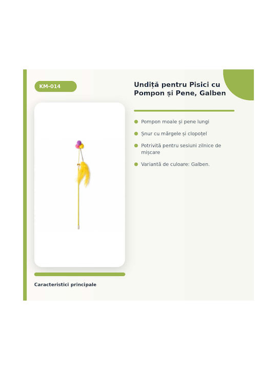 Băț Pentru Pisici Pompon Pene Galbene