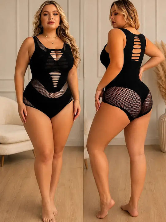 Bodysuit Plasă Cu Decorațiuni Și Decupaje