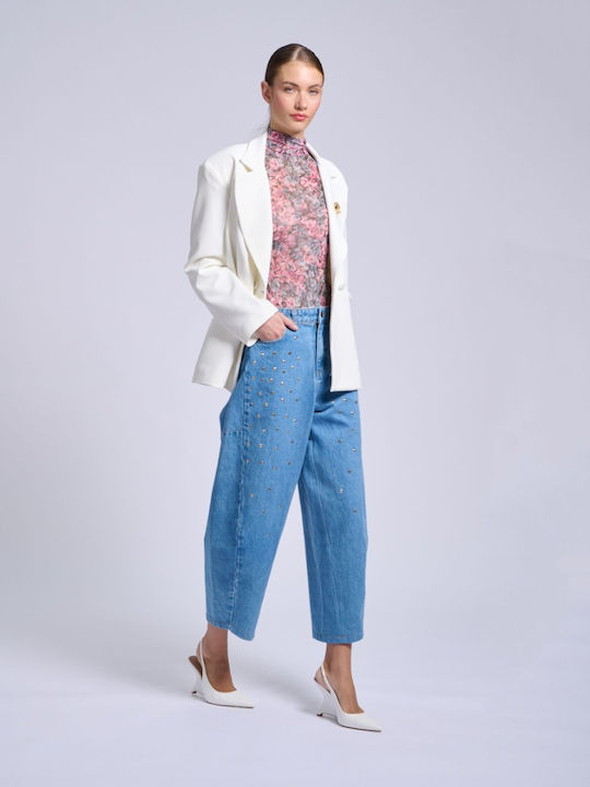 Damen Bluse Rollkragenpullover Blumen Floral