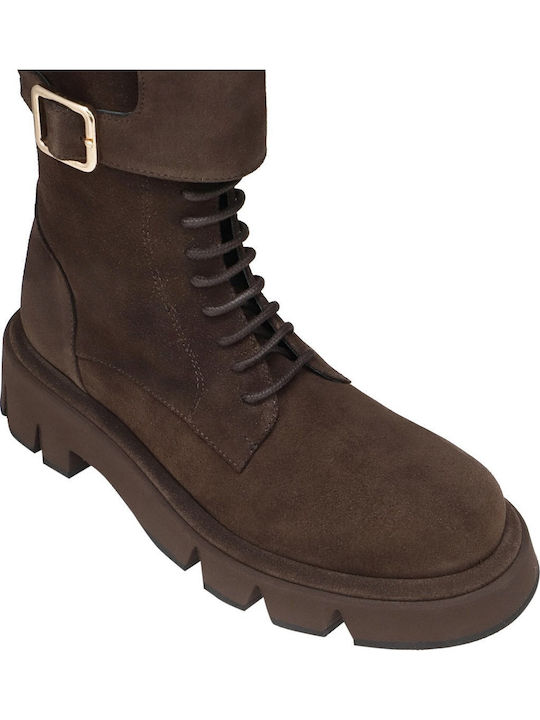 Suede Women's Ankle Boots Brown