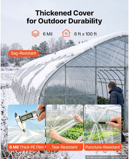Plastic Greenhouse Sheet Vevor 1.8x30.5 M 6 Mil Transparent Polyethylene Film Farms Agriculture Garden Outdoor Plants Water Resistant Sun Frost Wind Dust Heavy Duty Thick Winter House Cover Plastic Greenhouse Sheet Vevor 1.8x30.5 M 6 Mil Transparent Polyethylene Film Farms Agriculture Garden Outdoor Plants Water Resistant Sun Frost Wind Dust Heavy Duty Thick Winter House Cover