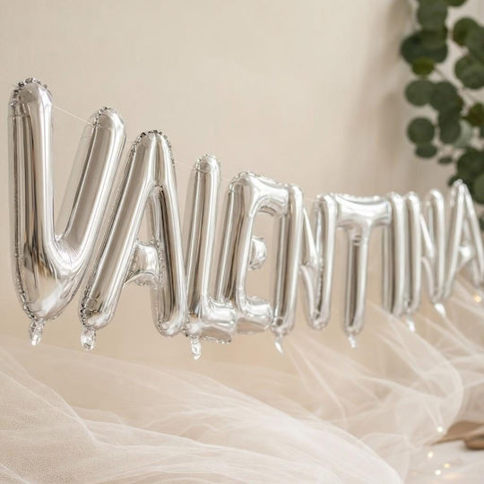 Set 9 Baloane Folie Argintii cu LED 40 cm