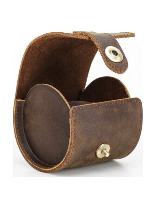 Leather Travel Case For 1 Watch Brown