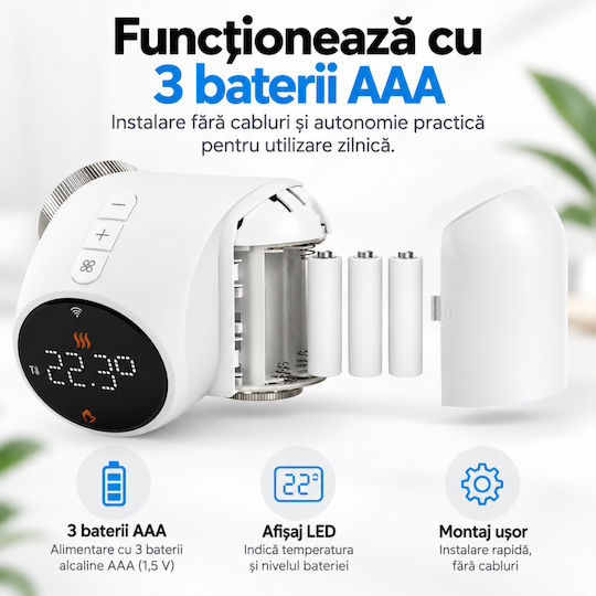 Cap De Termostat Electronic Cu Wi-Fi Pentru Calorifer 1 Bucată