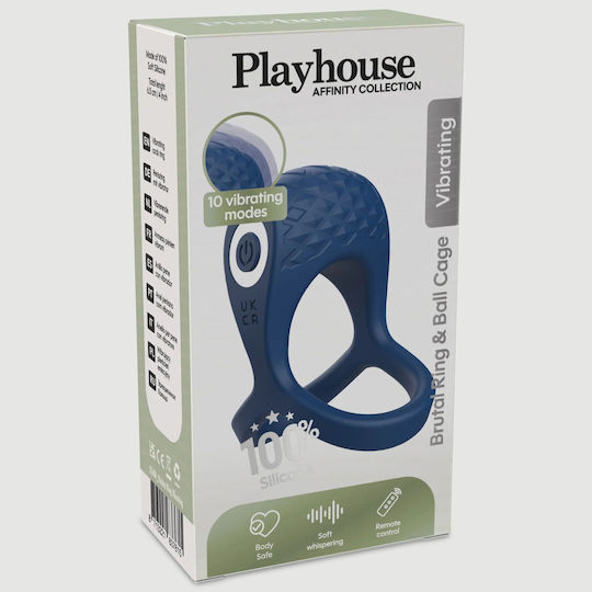 Inele Wireless Duble Pentru Penis și Testicule Din Silicon Cu Vibrație Albastru