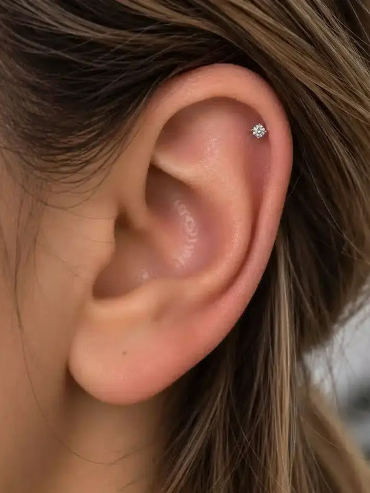 Helix Piercing Ασημί Λευκό Ζιργκόν Ss027a Helix Piercing Ασημί Λευκό Ζιργκόν Ss027a