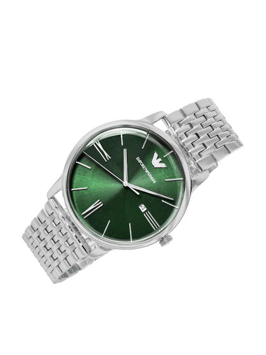 Мъжки Часовник 42mm На Батерия със Сребрист Металик Браслет