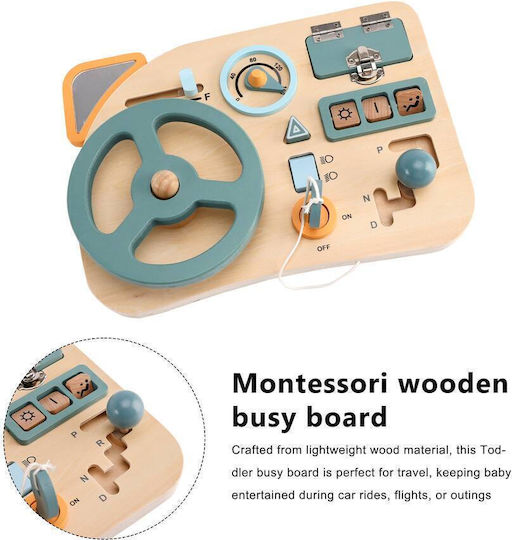 Волан Busy Board 10 в 1 от дърво със светлина за деца над 36 месеца