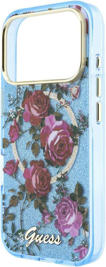 Guess Iml Glitter Blossom Roses Handyhülle Iphone 18 Pro 17 Pro Hellblau